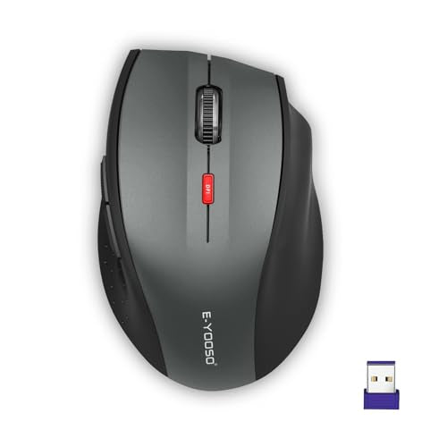E-YOOSO Wireless Mouse for Laptop, Silent Portable Computer Mouse with 6 Buttons, 4800 DPI, 18 Months Battery Life, 2.4GHz Quiet Optical USB Mouse for PC Chromebook Windows Mac