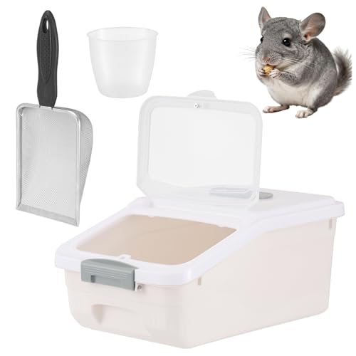 Large Chinchilla Sand Bath Container Kit Plastic Chinchilla Dust Bath Tub with Sand Cup and Sand Shovel Large Opening Clear Hamster Shower Room for Hedgehog Guinea Pig Squirrel Small Animals