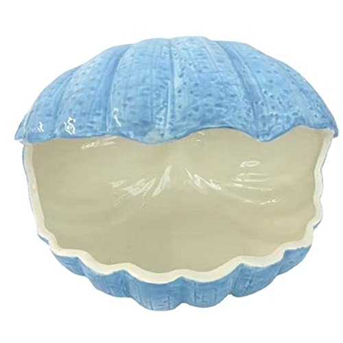 Small Animal Hideout Extra Large Ceramic Shell Shape Guinea Pig House Chinchilla Igloo Habitat Hut Cave Summer Bed Cage Accessories for Hedgehog Rabbit Hamster Gerbil Rat (XL (9.5''x7''x7.9''), Blue) - color: Blue
