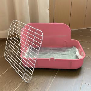 Rabbit Litter Box, Bunny Litter Box, Guinea Pig Potty Trained, Square Small Animal Toilet Potty Pan for Rabbit Guinea Pig Ferret Hamster Chinchilla (Pink) - color: Pink
