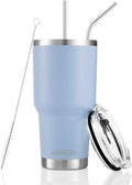D·S 30oz Blue Tumbler Double Wall Vacuum Insulated Travel Coffee Mug | Double Wall Vacuum Suit Cold and Hot Drink Fits in standard car cup holders With Splash-Proof Lid - color: Skyblue