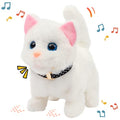 Easfan White Walking Kitty Cat Plush Interactive Toy for Kids 7.5" | Meowing Tail wagging head nodding, electronic animated kitten pet, birthday holiday gift, for toddlers - style: White Cat