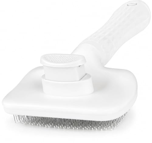 Self-Cleaning Slicker Brush, Dog Cat Bunny Pet Grooming Shedding Brush, Easy to Remove Loose Undercoat, Pet Massaging Tool Suitable for Pets with Long or Short Hair (White) - color: White
