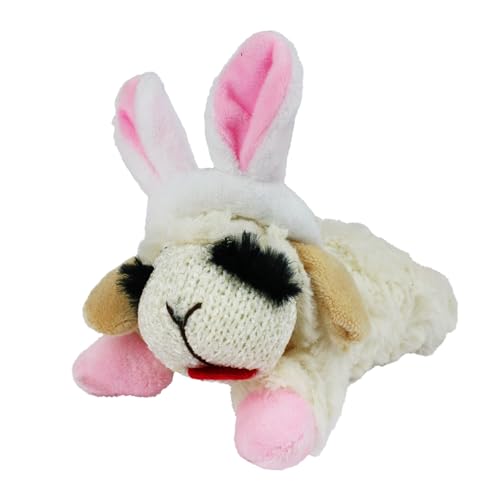 Multipet Lamb Chop Dog Plush Toy w/Easter Bunny Ears - Squeaky Toy for All Dogs - Extra Soft Plush - Stuffed Animal for Cuddling & Playing (6”, Cream/Pink) - size: 6", style: Easter Bunny