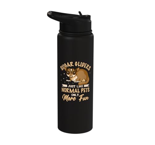 Australia Marsupial Wildlife Animal Lover Sugar Glider Stainless Steel Insulated Water Bottle - color: Black