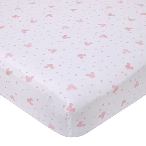 Disney Minnie Mouse Lovely Little Lady Pink and White Stripes and Dots 3 Piece Nursery Crib Bedding Set - Comforter, Fitted Crib Sheet and Crib Skirt