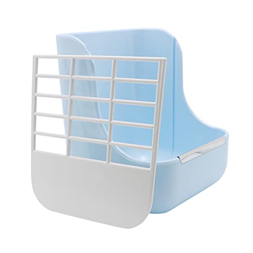 Litewoo Rabbit Hay Feeder 2 in 1 Automatic Guinea Pig Food Bowl, Blue | Bunny food bowl & hay rack, durable plastic, chew-resistant, for small animal/chinchilla/cage, 5.9x6.7x7.09in, easy to clean - color: Blue