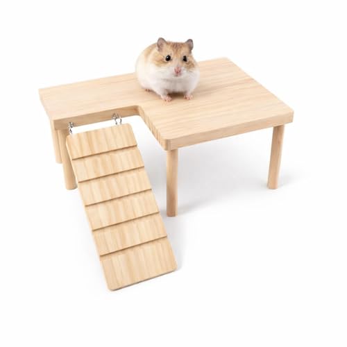 Hamster Platform, Small Wooden Hamster Cage Accessories, Elevated Resting Area for Hamster Cages, Pine Material Construction for Small Animal Habitats