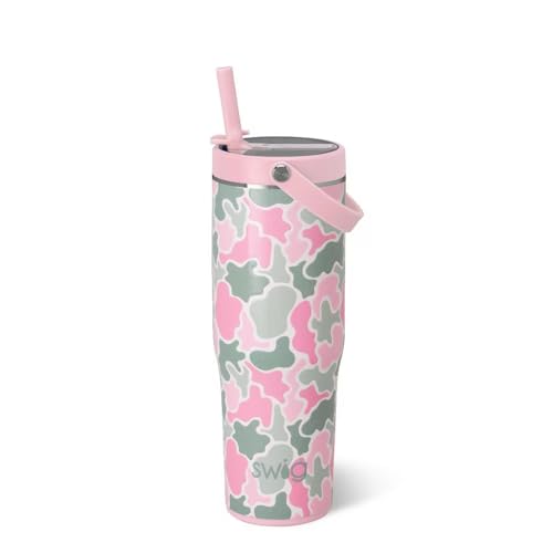 Swig Life 30oz Leakproof To-Go Tumbler with Handle, Blushing Camo | Leakproof Lid - Triple Insulated Stainless Steel - Handle & Straw Included - Cup Holder Friendly - Dishwasher Safe - color: Blushing Camo