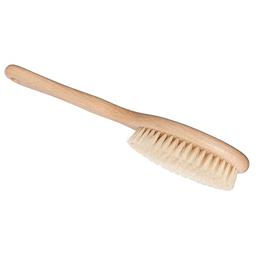 REDECKER Short Bath Brush with Natural Pig Bristles, 11-3/4 Inches Long - Short Wooden Bath Brush - Body Scrubber Brush Wood - Short Handle Shower Brush, Made in Germany - Short Handle Brush
