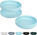 Ceramic Cat Bowls,Shallow Cat Dishes for Food and Water, 6 inch Matte Finish Wide Cat Food Bowl,Whisker Fatigue Free Pet Puppy Kitten Bowl Set of 3,Dishwasher Safe - color: Blue-3pack