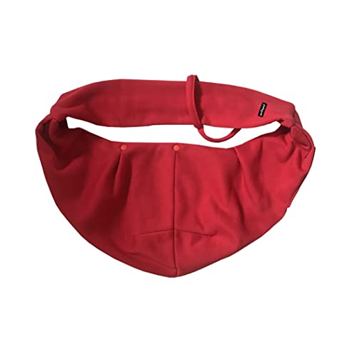 Leconpet Dog Sling Carrier Shoulder Bag for Pets with Mobile Phone Pocket Safety Buckle Security Lock, Suitable for Puppy, Small Dogs, and Cats for Outdoor Travel (Red)