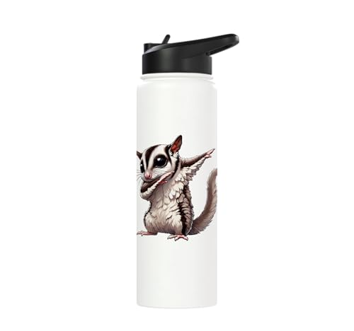Sugar Glider, Dabbing | Kids, Girls, Boys | Sugar Glider Stainless Steel Insulated Water Bottle - color: White
