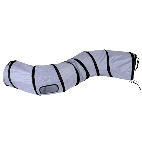 iCAGY Cat Tunnel Toys for Indoor Cats Kittens Rabbits, Pet Toy Play Tunnels | Interactive Crinkle Pop Up Tunnel Toys, Relieve Cat Boredom, Dark Grey 47" Shape S - color: Dark Grey