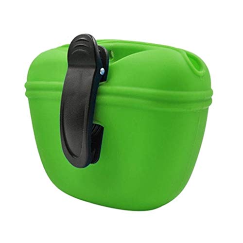 RoyalCare Silicone Dog Treat Pouch-Small Training Bag-Portable Dog Treat Bag for Leash with Magnetic Closure and Waist Clip[US Design Patent] - color: dark green