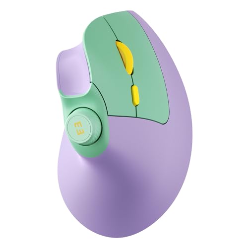 seenda MOU-302 Wireless Bluetooth Ergonomic Vertical Mouse with Volume Knob | Rechargeable 3-device mice for small/medium hands with quiet clicks, 1000/1600/2400 DPI for PC, laptop, MacBook, Green Purple - color: Green Purple