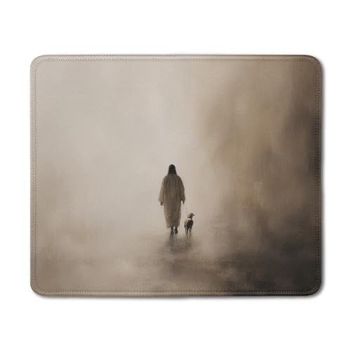 Christian Jesus with Lamb Mouse Pad, Christian Jesus Religious Gifts Mousepad for Office Desk Computers Laptop, Religious Faith Office Supplies Desk Accessories, 9.5x7.9 Inch - color: 17Child