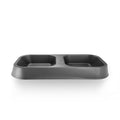 Lightweight BPA-Free Pet Feeder Bowl - Double Dish (4oz Each Side) for Dog & Cat Food & Water | Durable Plastic, Easy Clean, Made in USA (Gray, Small) - color: Gray, size: Small