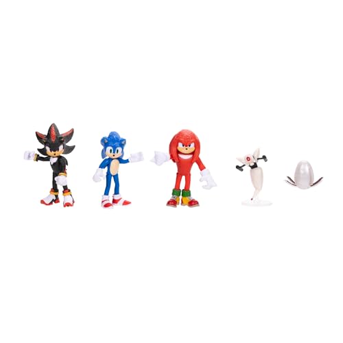 Sonic The Hedgehog 3 Movie Action Figures 2.5-Inch Movie Collector Toy Figure Multi-Pack Includes Knuckles Shadow Buzz Bomber & Drone- Officially Licensed Toys