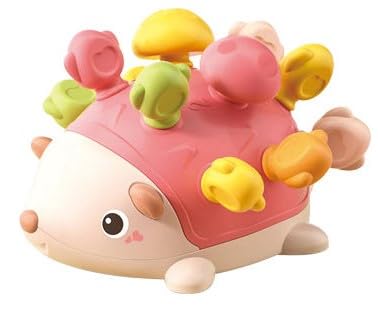 Montessori Hedgehog Toy with Colorful Mushroom Pegs, Fine Motor Skills Toy, Color Sorting & Educational Learning Toy for Toddlers Ages 18 Months+ - color: Pink