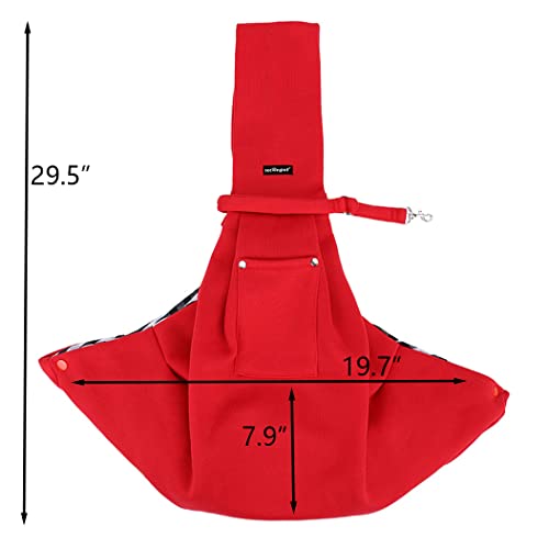 Leconpet Dog Sling Carrier Shoulder Bag for Pets with Mobile Phone Pocket Safety Buckle Security Lock, Suitable for Puppy, Small Dogs, and Cats for Outdoor Travel (Red)