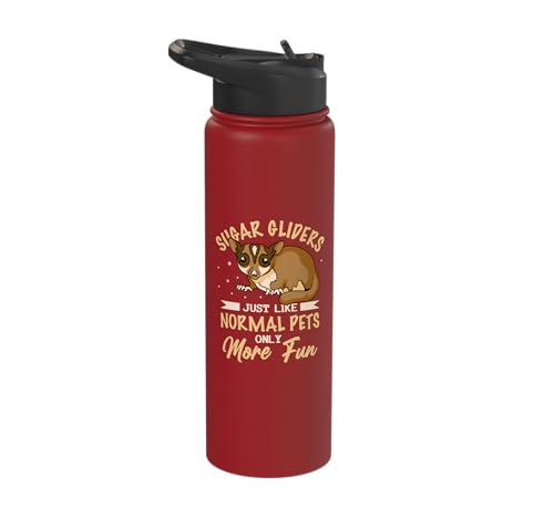 Australia Marsupial Wildlife Animal Lover Sugar Glider Stainless Steel Insulated Water Bottle - color: Red