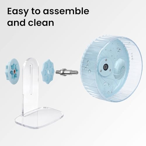 8 inch Silent Hamster Wheel with Adjustable Stand, Blue | Double-Bearing Design, Adjustable Stand, Smooth-Rotating Exercise Wheel for Hamsters, Mice and Other Small Pets - color: Blue With Stand, size: 8in