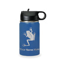 LaserGram Personalized 12oz Water Bottle, Tree Frog (Dark Blue) | Engraved Gift, Vacuum Insulated Stainless Steel, Flip-Top Straw Lid, Laser Engraved With Your Name - color: Dark Blue, size: 12 Ounces