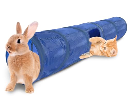 SunGrow Cat & Bunny Tunnel for Indoors, Connect Cat Tree, Hideaway Toys & Accessories Encourage Exercise for Dwarf Rabbits, Ferrets, Kitty, Guinea Pig,