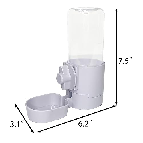 Rabbit Water Bottle 17 OZ Bunny Hanging Water Fountain Automatic Guinea Pig Water Dispenser No Leak Drinking Feeder for Bunny Chinchilla Hamsters Cat Dog Small Animals(Grey)