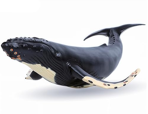 Gemini&Genius Humpback Whale Action Figure, Sea Animal Orca Blackfish Toys | Soft Rubber Ocean Shark, Great for Kids Bath Toys Swimming Toys, Beach Toys, Perfect Cake Coppers - color: Humpback Whale