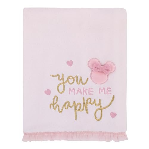 Disney Minnie Mouse My Happy Place Baby Blanket – Super Soft Plush Appliqued Throw 30 x 40 Inch, Cozy Infant Stroller Travel Blanket for Girls - color: Minnie Mouse - My Happy Place