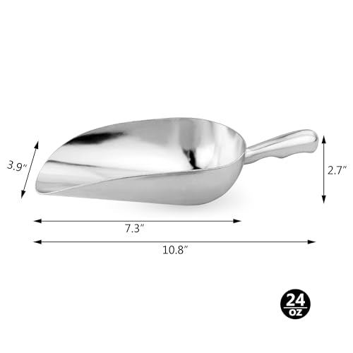 New Star Foodservice 34547 One-Piece Cast Aluminum Round Bottom Bar Ice Flour Utility Scoop, 24 -Ounce, Silver (Hand Wash Only) - size: 24-Ounce