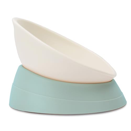 French Bulldog Food Bowl- Slanted Tilted Pug Food Water Bowl,Cat Bowl- Feeder for Frenchie/Shih Tzu/Flat Faced Small Dogs/Puppies/Cats (Green, 4 Cup) - color: Green, size: 4 Cup