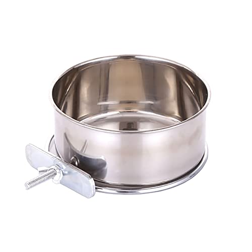 JiangYanus Stainless Steel Hanging Pet Bowls, Dog Crate Food and Water Bowl | Metal Coop Cups with Clamp Holder Detachable Cage Kennel Bowl Feeder Dish for Dogs Cats Birds Ferret Rabbit and Small Animals - color: 4.7" x 2.2"