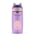 Ello Ellies 16oz BPA-Free Plastic Leakproof Kids Water Bottle, Cat | Animal shaped plastic kids water bottle with straw, leakproof locking lid, carry handle, & BPA-free design for school lunches - color: Cat, size: 16 Ounces