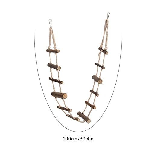 Hamster Climbing Ladder Long, 39.4in Pet Hanging Rat Climbing Toy, Wooden Hamster Suspension Bridge with Hooks, Climbing Rope Rat Bird Bridges for Cage, Sugar Gliders