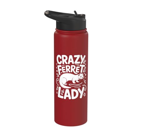 Crazy Ferret Owner Women Ferrets Stainless Steel Insulated Water Bottle - color: Red