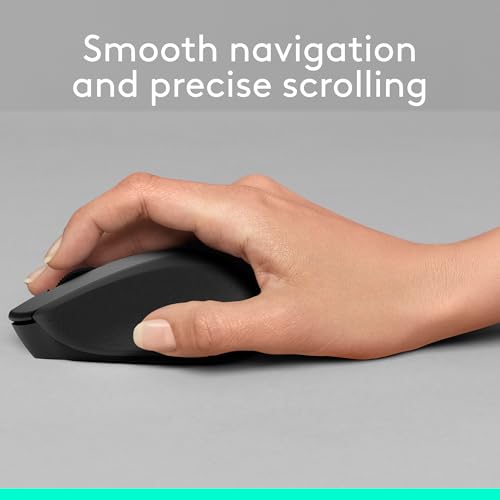 Logitech M330 Silent Plus Full Size 2.4 GHz Wireless Mouse - Black | Silent, lightweight, 2.4 GHz USB-A Nano Receiver, 1000 dpi optical tracking, 2-year battery life, PC, Mac, laptop compatible - color: Black