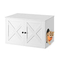 Feandrea Cat Litter Box Enclosure, Litter Box Furniture Hidden with Removable Divider, Indoor Cat House, End Table, 31.5 x 20.9 x 19.7 Inches, White UPCL002W01 - color: White, size: L (31.5"L x 20.9"W x 19.7"H)