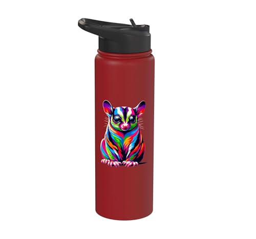 Colorful Pop Art Sugar Glider Sugar Gliders Stainless Steel Insulated Water Bottle - color: Red