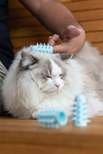 Furr&Purr Cat Brush Set for Indoor Cats - Grooming Tools: Face Scratcher, Calming Massager, and Scratching Pad (2-Pack, Made in the USA) - size: 2 Pack - New
