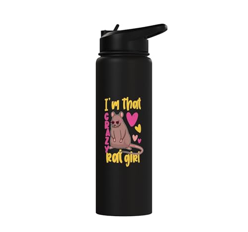 Funny Rat Design for Girls and Women Stainless Steel Insulated Water Bottle - color: Black