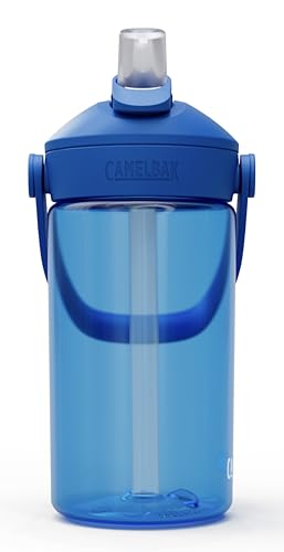CamelBak Thrive Flip Straw Kids Water Bottle with Bite Valve, Tritan Renew Design for School and Travel, 14oz, True Blue - color: True Blue