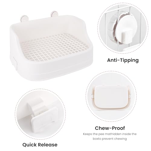 Large Rabbit Litter Box, Bunny Litter Box, Removable Top and Base, White | Removable Top and Bottom, Easy to Assemble and Clean, Suitable for Adult Rabbits, Guinea Pigs and Other Small Pets - color: White, size: 17.8" × 11.8" × 7.5"