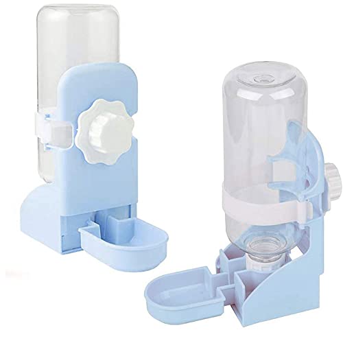 2Pcs 17oz Water Bottle for Small Animals, Rabbit Water Feeder Bowl Bunny Dispenser Hanging Automatic Guinea Pig Bottle for Cage - color: Blue+Blue