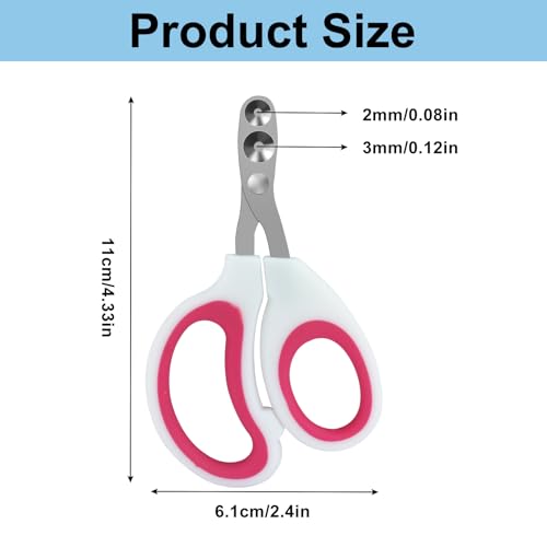Cat Nail Clippers, Dark Pink | Pet Nail Clippers, Cat Claw Trimmers, 2mm & 3mm Circular Cutting Holes - color: Pink, size: Double Hole