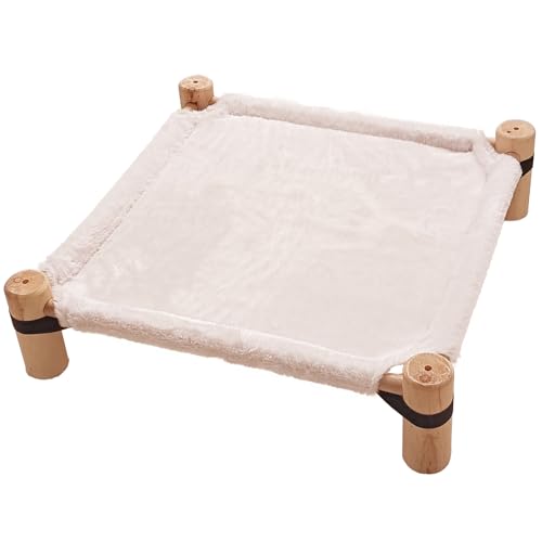 Pozico Cat Hammock Bed – Wooden Elevated Cat/Dog Bed with Fluffy Winter Fabric – Raised Pet Cot Furniture for Small Dogs, Cats & Small Animals – Warm Plush Indoor Lounger – Portable & Washable – Pink - color: Pink