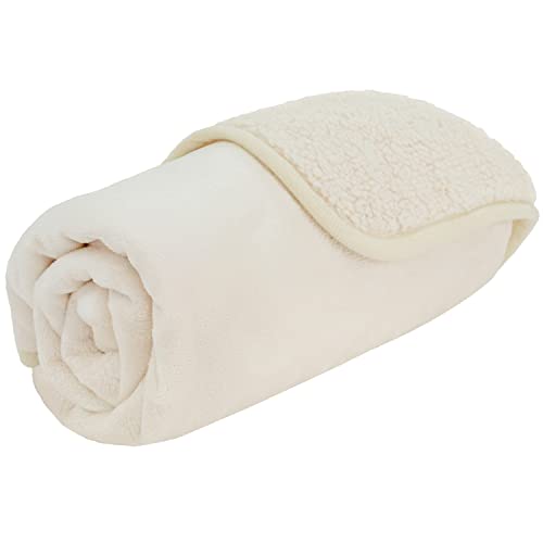 PETAMI Sherpa Fleece Waterproof CAT and Dog Blanket, Beige, Small - color: Beige, size: Small (24x32)