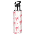 Pink Bows Red Water Bottle Kids Stainless Steel Water Bottle with Straw Lid | Leak Proof Boys Girls Insulated Tumbler Cup for School 20 oz - color: Multi20